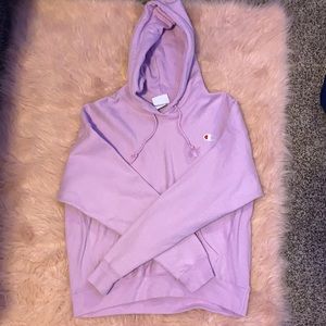 Champion reverse weave blush pink hoodie and Champion olive green crew neck